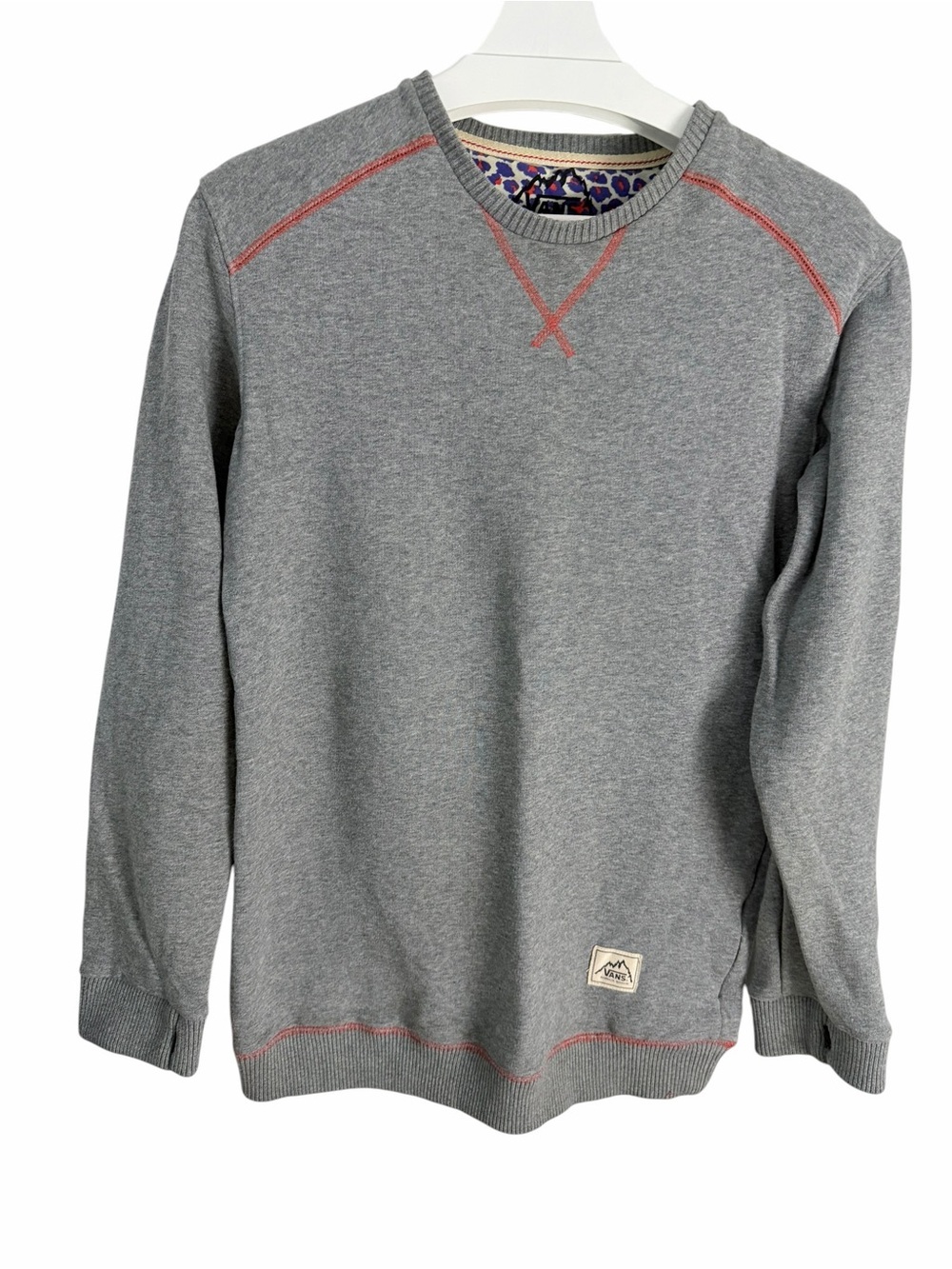 VANS Gray Mountain Edition Crewneck Sweatshirt Thumbholes Hidden Zip Pocket m